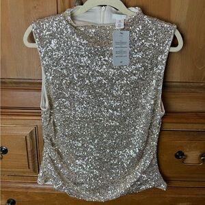 NWT Sequin Sleeveless Top - Metallic Gold by H&M